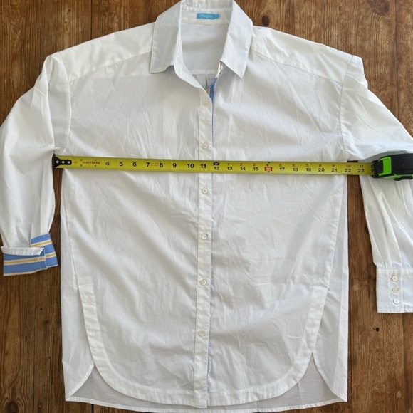 J.McLaughlin‎ Ermine Cotton Stretch Contrast Poplin Button White Blouse S NWOT - Picture 5 of 14